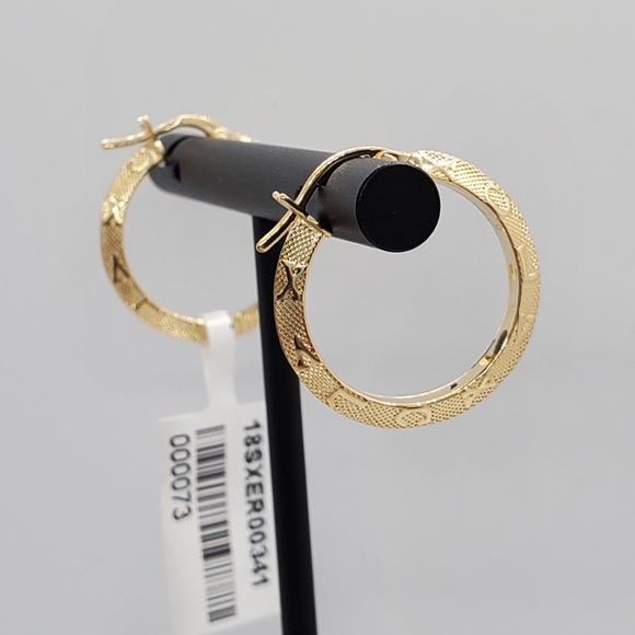 18k Solid Gold Hoop Earrings - Picture 4 of 11